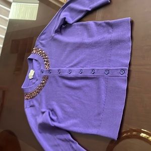Kate spade purple jeweled cardigan sweater size Small